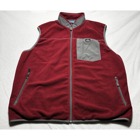 Coast Pawleys Island Vest Mens XL Red Grey Colorblock Fleece Jacket Casual Zip - Picture 1 of 9